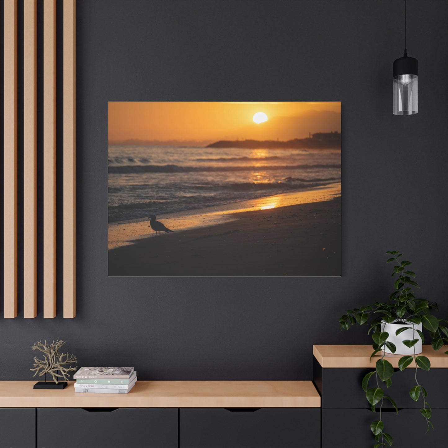 Canvas Print - Serene Sunset Silhouette at the Beach