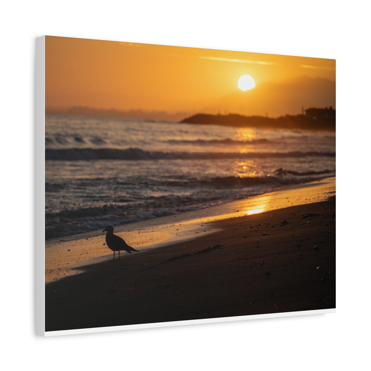 Canvas Print - Serene Sunset Silhouette at the Beach