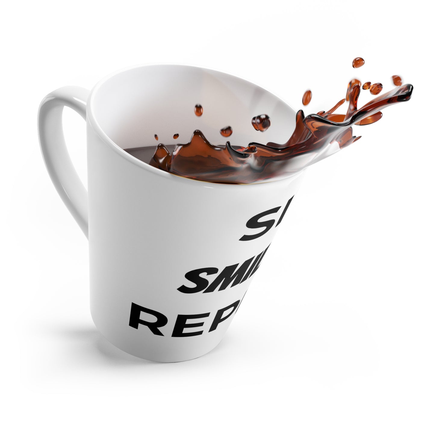 Cheerful Latte Mug - Sip Smile Repeat, Perfect for Coffee Lovers, Positive Vibes, Gift for Friends, Office Humor
