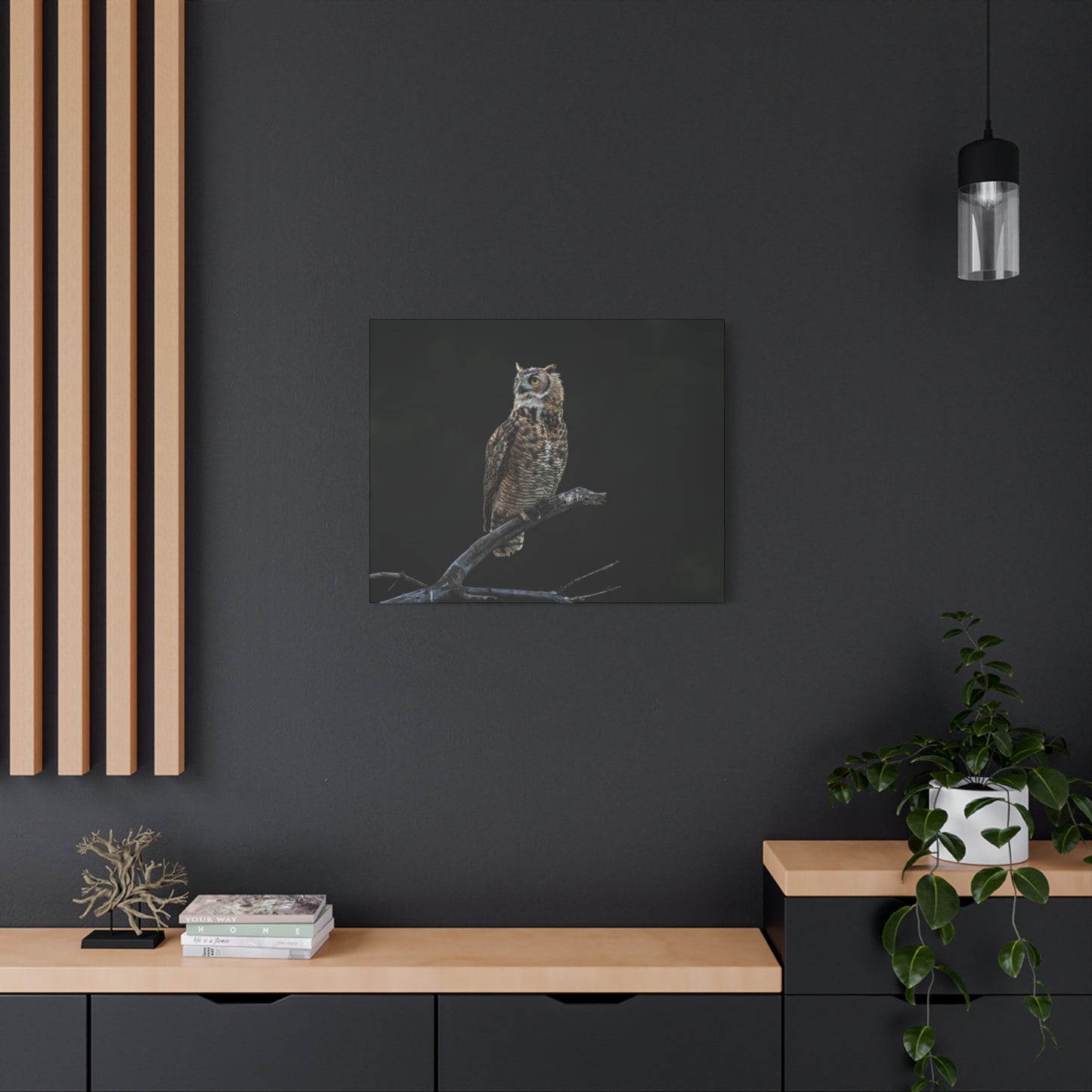 Canvas Print - Great Horned Owl Watching over their domain