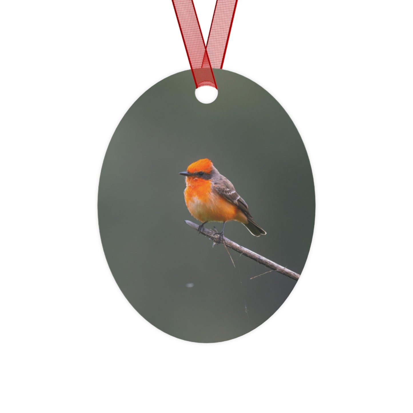 Metal Ornament - Vermillion Flycatcher for the Holidays