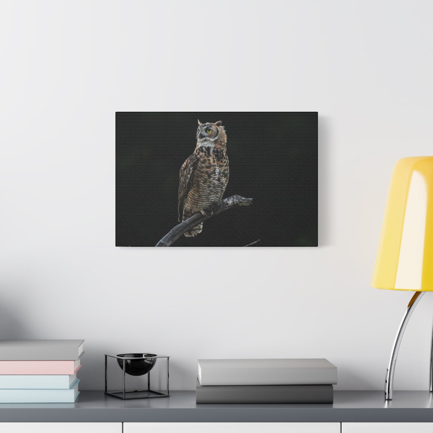 Canvas Print - Great Horned Owl Watching over their domain