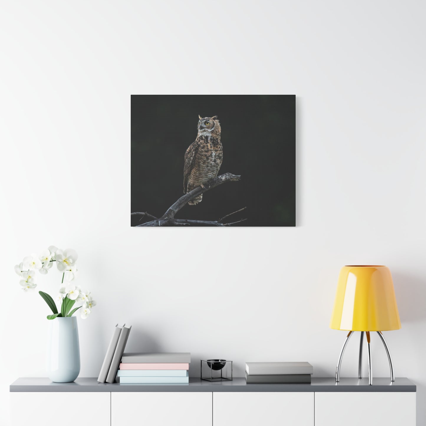 Canvas Print - Great Horned Owl Watching over their domain
