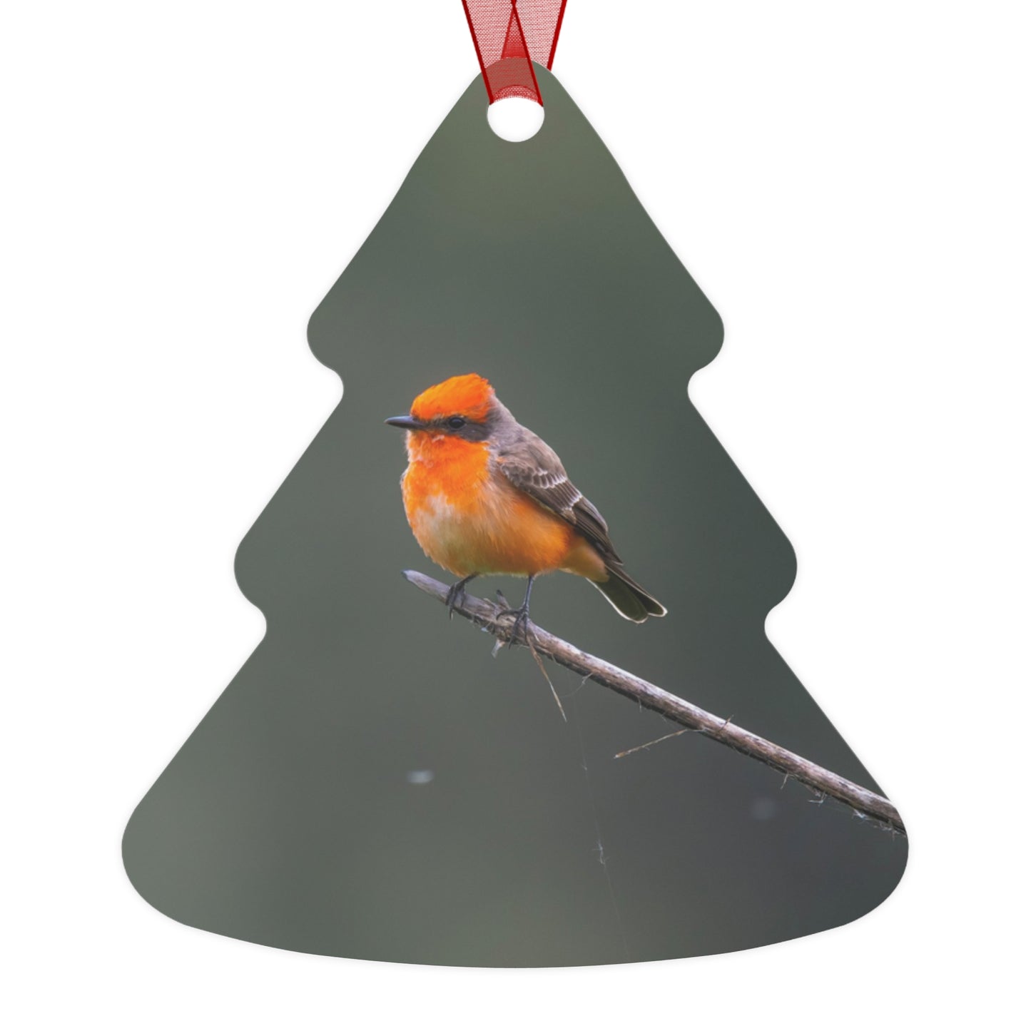 Metal Ornament - Vermillion Flycatcher for the Holidays