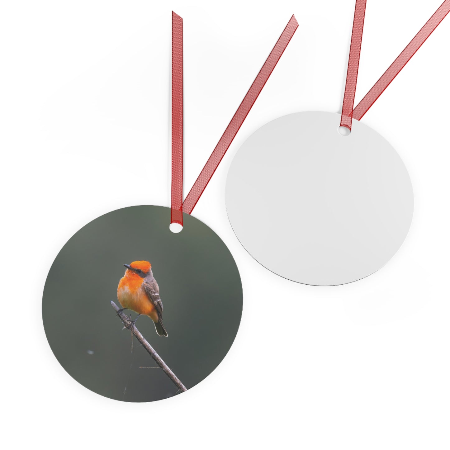 Metal Ornament - Vermillion Flycatcher for the Holidays