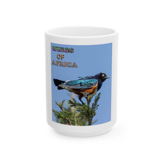 Ceramic Mug Wings of Africa Superb Starling, Bird Lover Coffee Cup, Unique African Wildlife Gift, Colorful Wildlife Tea Mug,