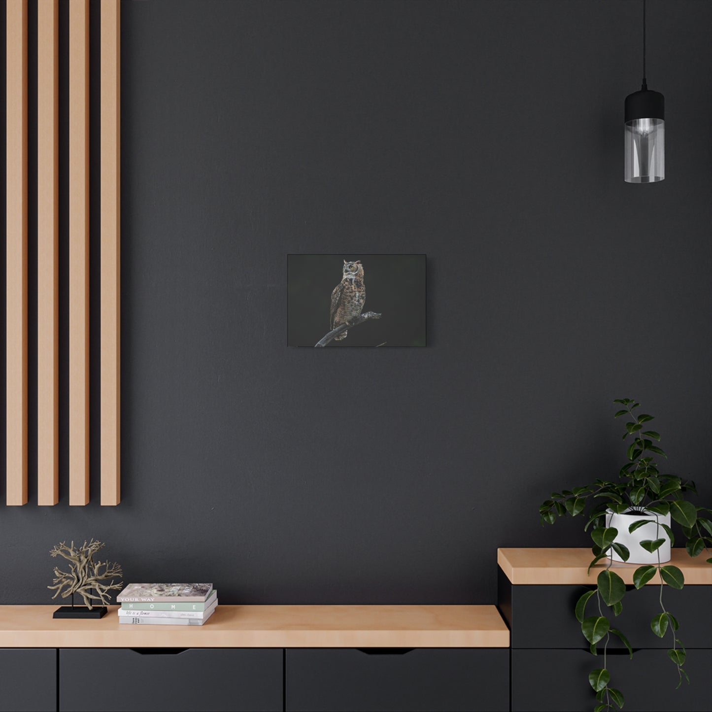 Canvas Print - Great Horned Owl Watching over their domain