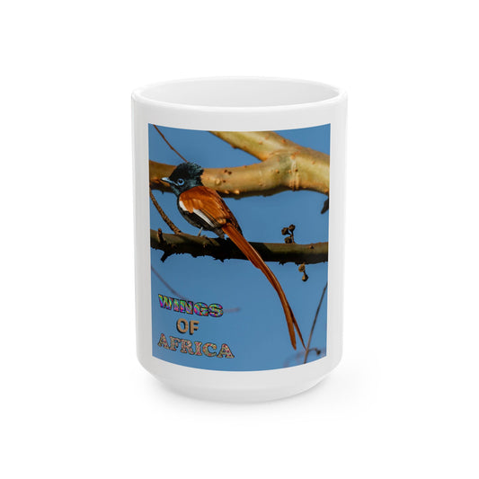 Ceramic Mug Wings of Africa Featuring African Paradise Flycatcher, Bird Lover Gift, Nature Inspired Cup, Coffee Mug, Tea Cup,