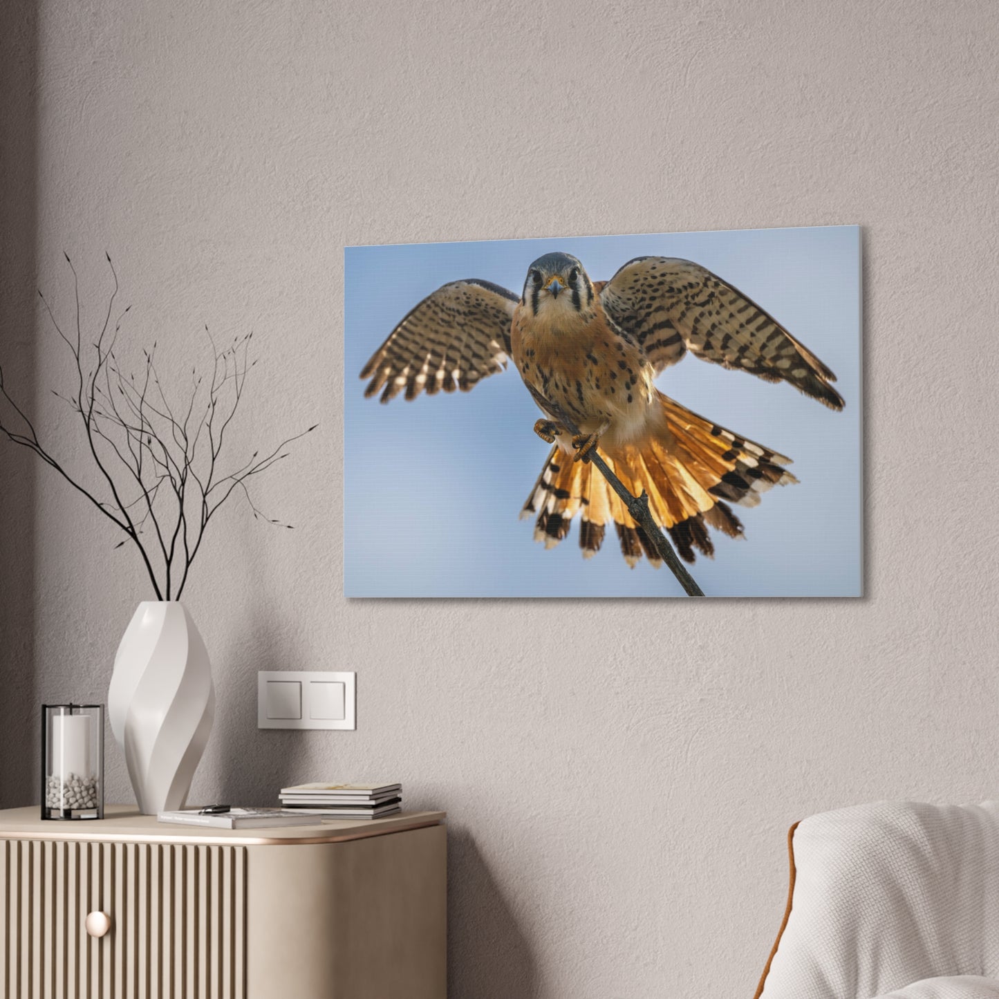 Stretched Canvas Wall Art – Majestic Bird in Flight, Home Decor, Nature Print, Gift for Bird Lovers, Wildlife Art