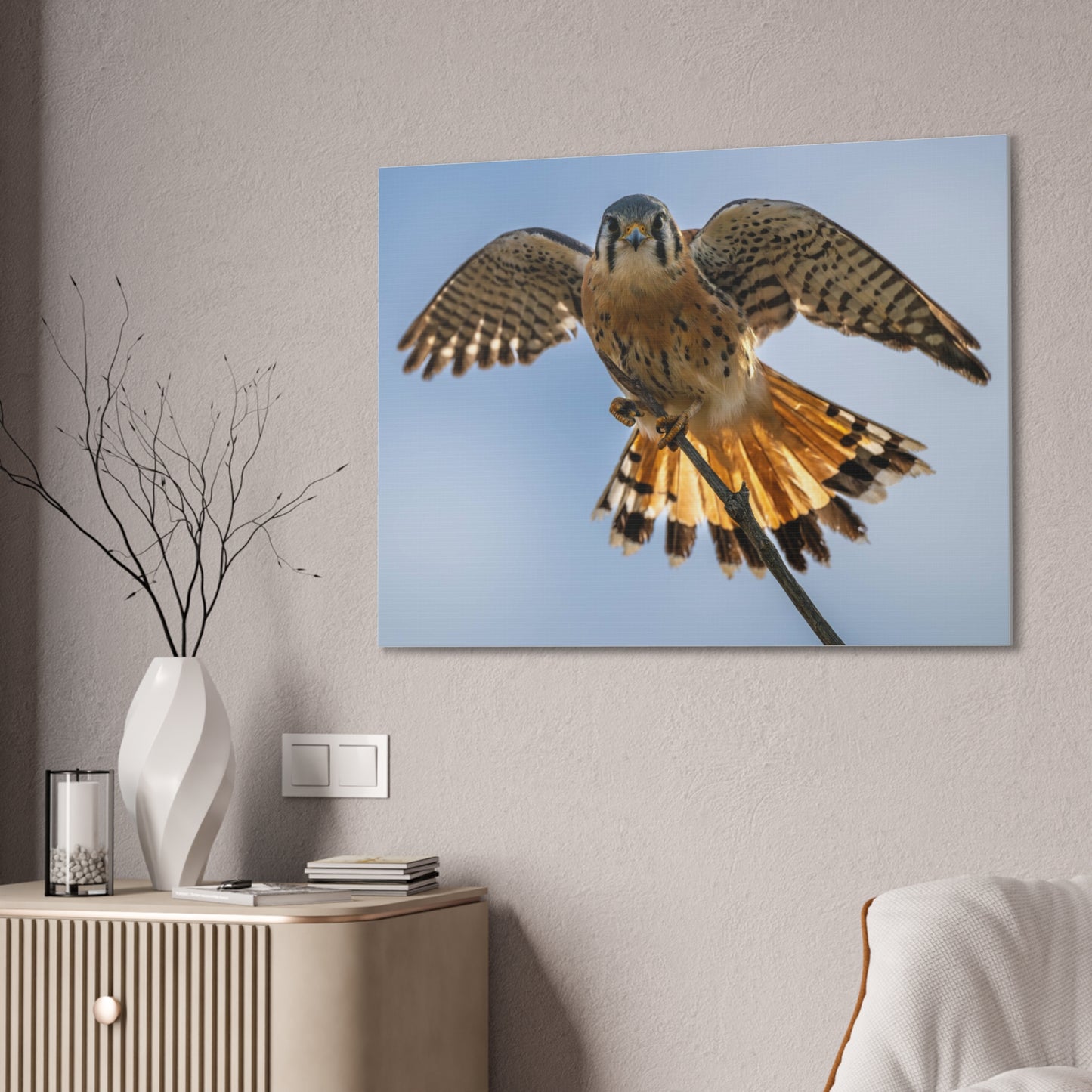 Stretched Canvas Wall Art – Majestic Bird in Flight, Home Decor, Nature Print, Gift for Bird Lovers, Wildlife Art