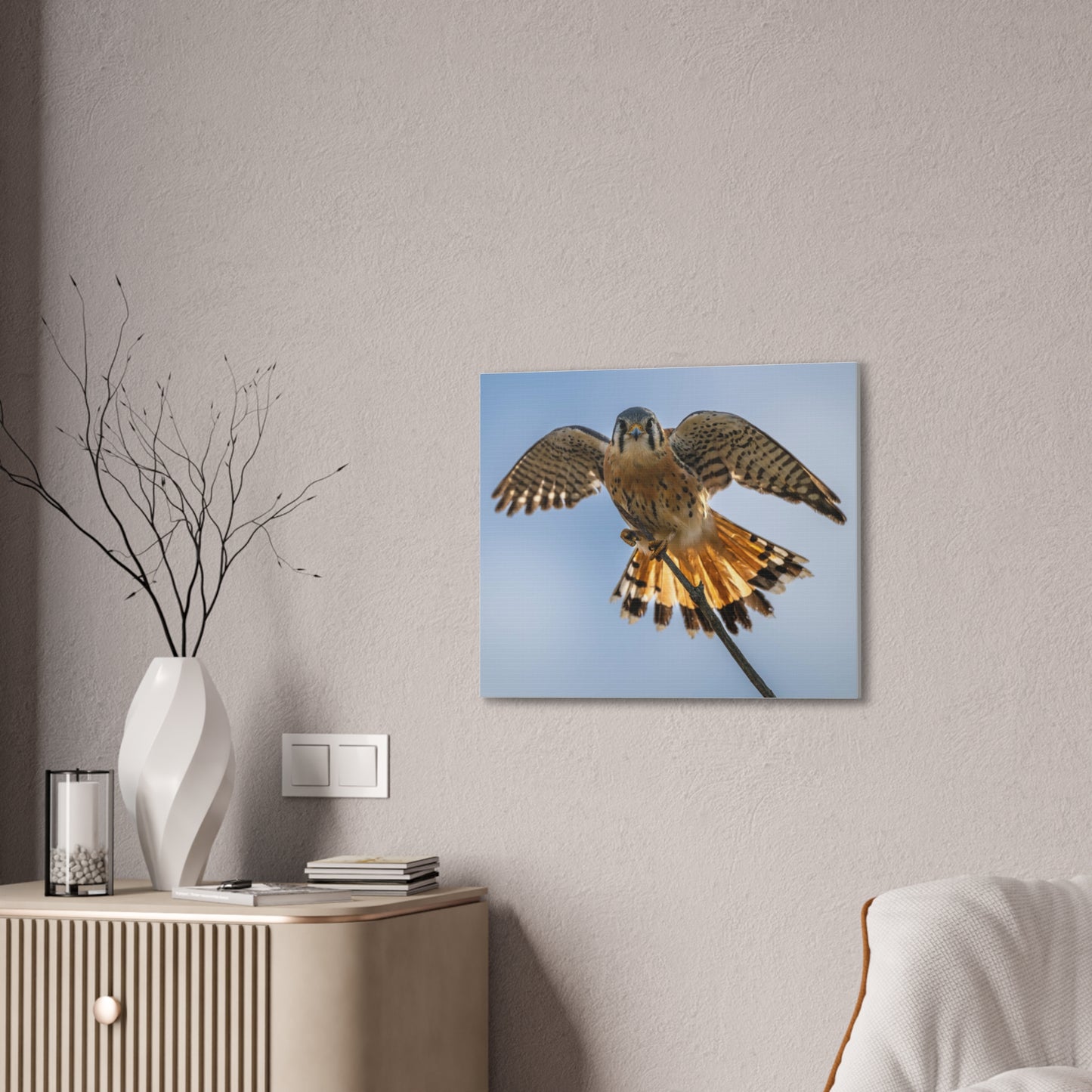 Stretched Canvas Wall Art – Majestic Bird in Flight, Home Decor, Nature Print, Gift for Bird Lovers, Wildlife Art
