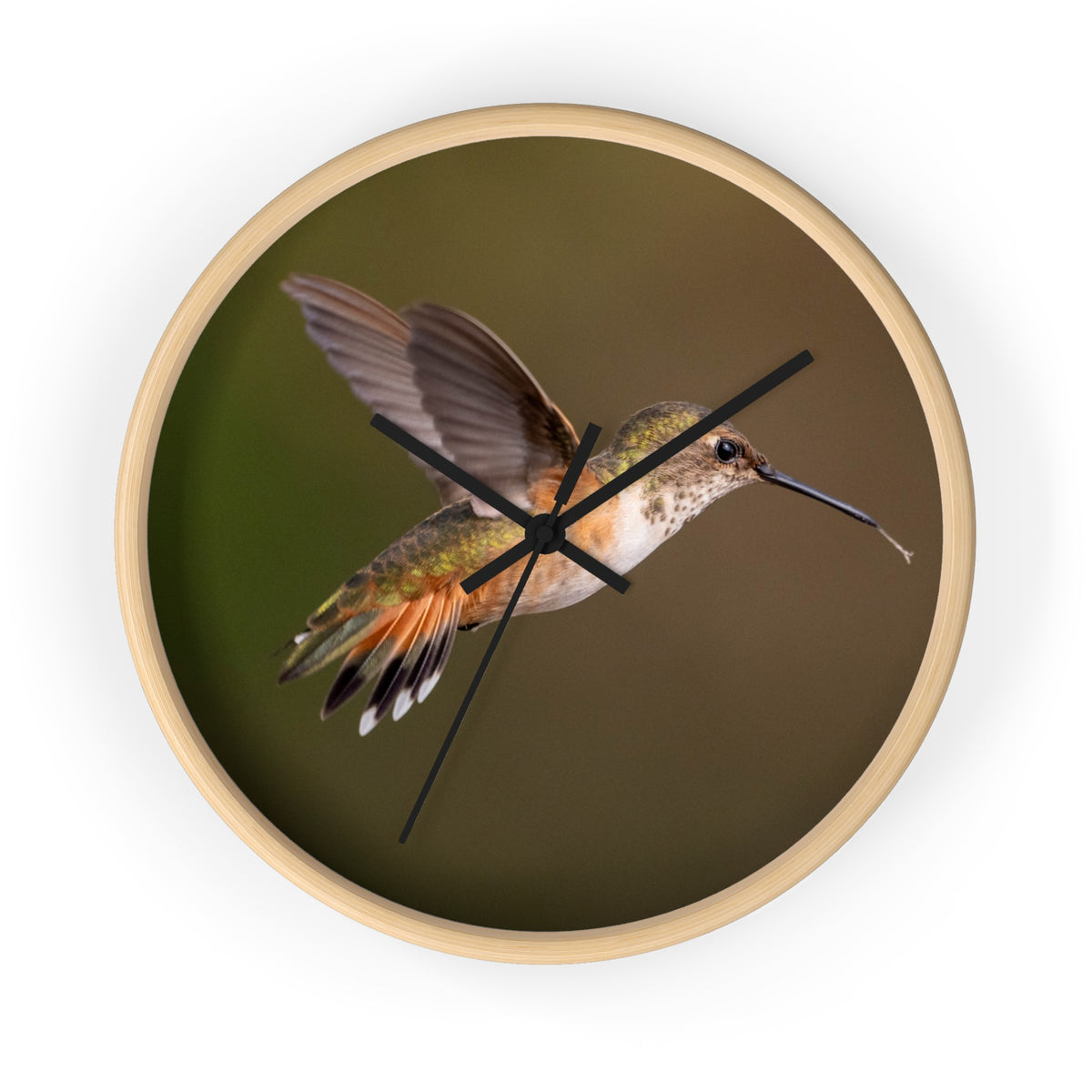 Hummingbird Wall Clock - Nature Lover Gift, Bird Watcher Decor, Unique Home Clock, Floral Design, Kitchen Wall Art, Silent Ticking Clock