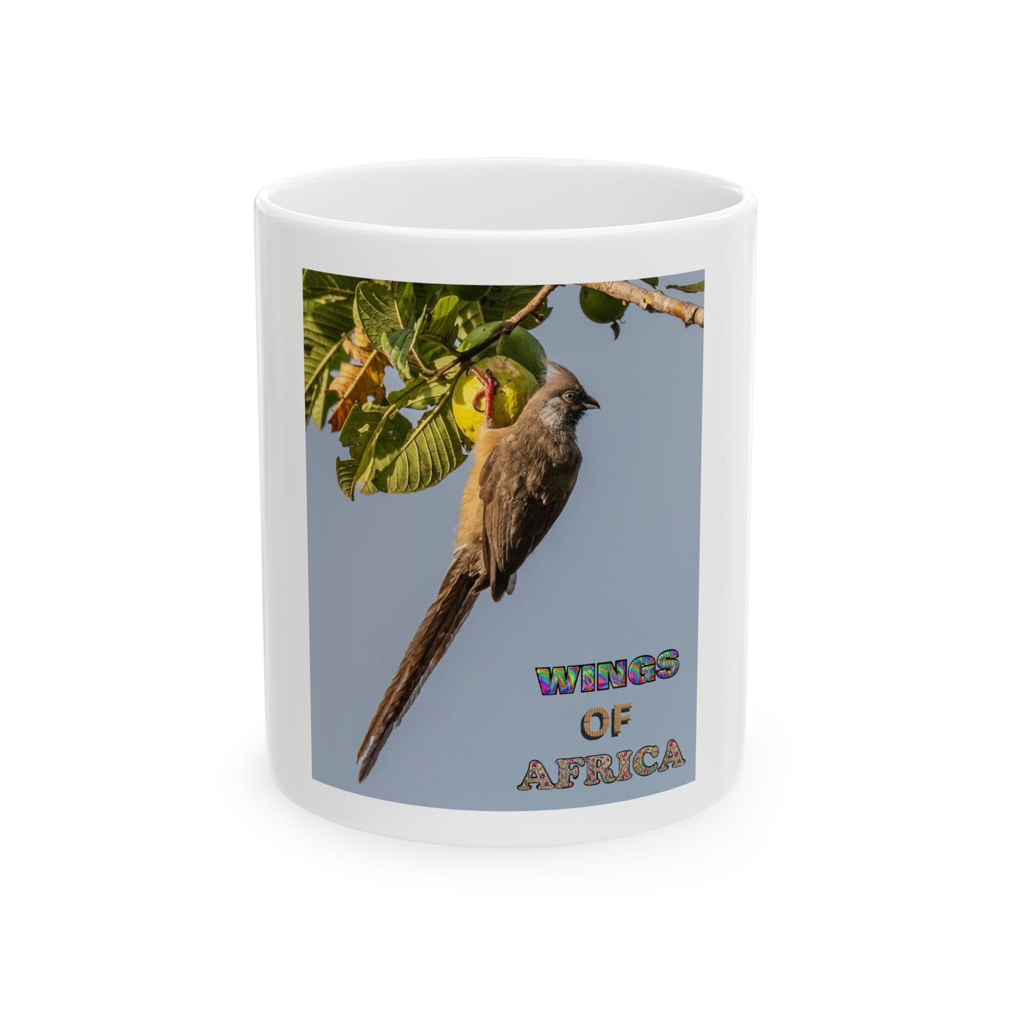 Wings of Africa Ceramic Mug, Mousebird Coffee Cup, African Animal Tea Mug, Safari Theme Drinkware, Bird Lover Gift, Unique