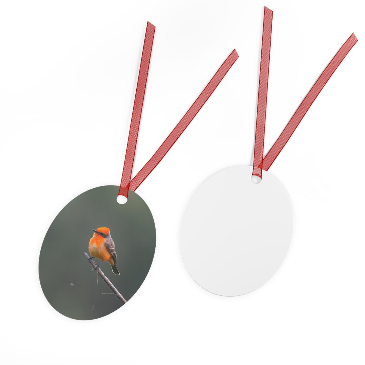 Metal Ornament - Vermillion Flycatcher for the Holidays