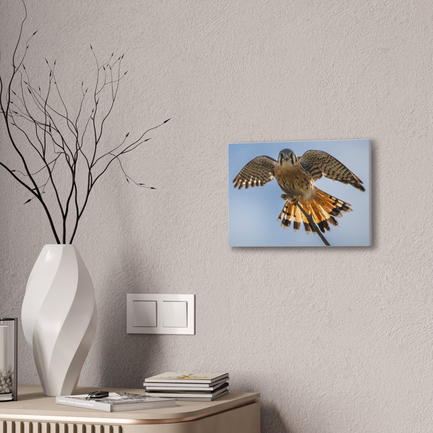 Stretched Canvas Wall Art – Majestic Bird in Flight, Home Decor, Nature Print, Gift for Bird Lovers, Wildlife Art