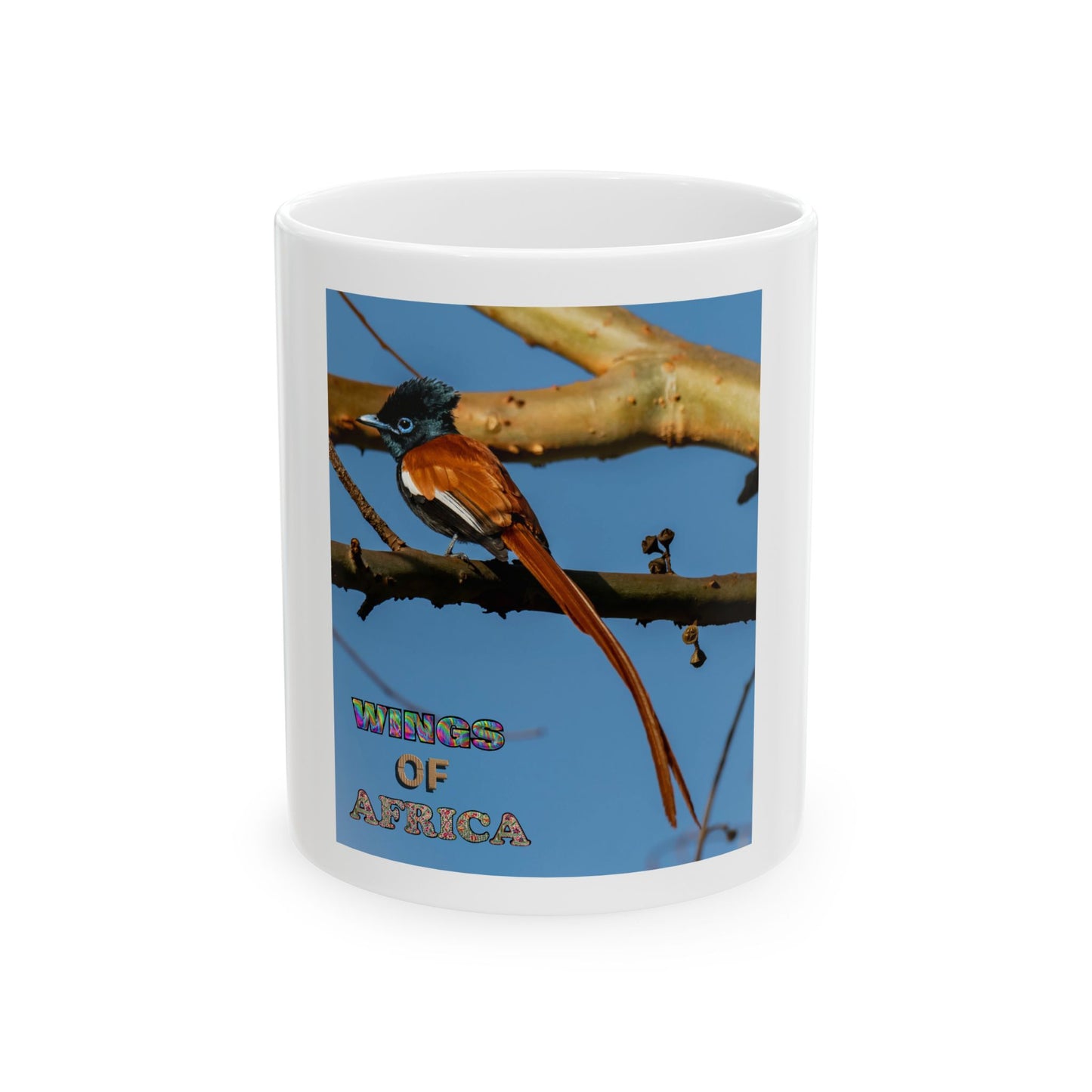 Ceramic Mug Wings of Africa Featuring African Paradise Flycatcher, Bird Lover Gift, Nature Inspired Cup, Coffee Mug, Tea Cup,