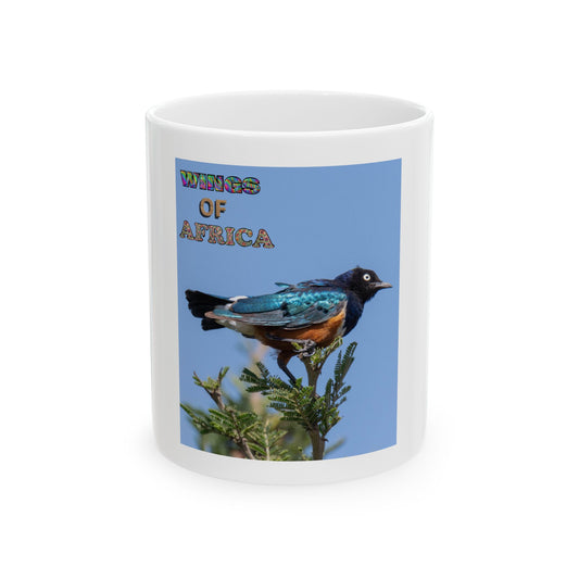 Ceramic Mug Wings of Africa Superb Starling, Bird Lover Coffee Cup, Unique African Wildlife Gift, Colorful Wildlife Tea Mug,
