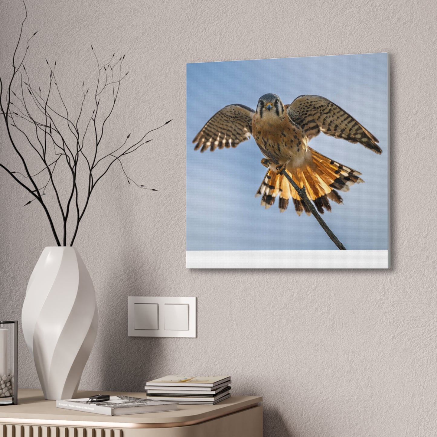 Stretched Canvas Wall Art – Majestic Bird in Flight, Home Decor, Nature Print, Gift for Bird Lovers, Wildlife Art
