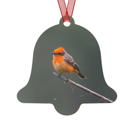 Metal Ornament - Vermillion Flycatcher for the Holidays