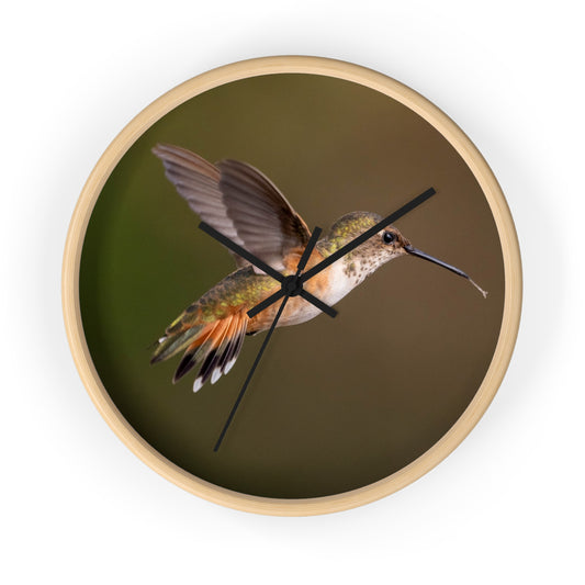 Hummingbird Wall Clock - Nature Lover Gift, Bird Watcher Decor, Unique Home Clock, Floral Design, Kitchen Wall Art, Silent Ticking Clock